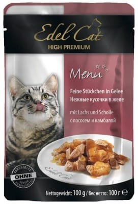 Консерва Эдель Кэт для кошек лосось камбала в желе, 0.1кг
