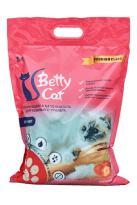 Гигиенический наполнитель Betty Cat бентонит с ароматом клубники, 4кг