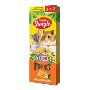 Лакомство для мелких грызунов Happy Jungle Палочки мед, фрукты 3 шт