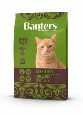 Сухой корм Banters Sterilized стерилизованных кошек и кастрированных котов, со вкусом рыбы и риса, 8кг