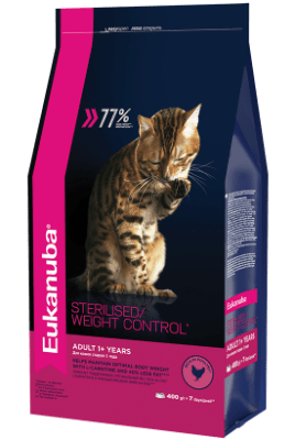 Сухой корм Eukanuba для стерилизованных кошек с избыточным весом, 10кг