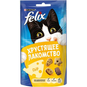 Хрустящее Лакомство Felix для взрослых кошек с сыром, 0.06кг