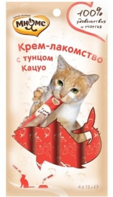 Мнямс Крем-лакомство для кошек с тунцом Кацуо 15г х 4шт.