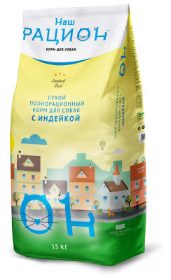 Сухой корм для взрослых собак Наш Рацион со вкусом индейки, 15кг