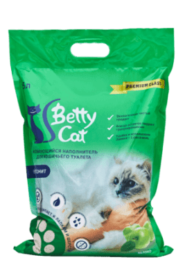 Гигиенический наполнитель Betty Cat бентонит с ароматом яблока, 4кг