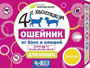 Ошейник от блох Четыре с хвостиком для кошек 35 см цветной в ассортименте