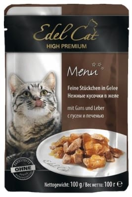 Эдель Кэт для кошек консерва гусь и печень в желе,  0.1кг