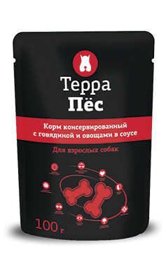 Терра Пёс влажный корм для собак со вкусом говядины и овощей, 0.1кг