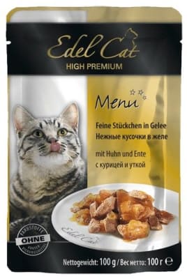Консерва Эдель Кэт для кошек Курица утка в желе, 0.1кг