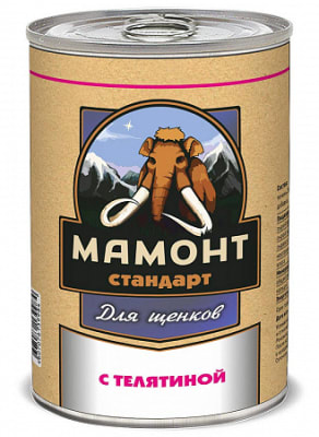 Консервы для щенков Мамонт Стандарт паштет с телятиной, 0.97кг