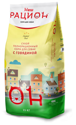 Сухой корм для взрослых собак Наш Рацион со вкусом говядины, 15кг