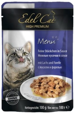 Консерва Эдель Кэт для кошек лосось, форель в соусе, 0.1кг