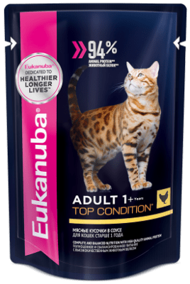 Влажный корм Eukanuba для взрослых кошек со вкусом курицы, 0.085кг