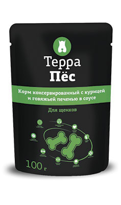 Терра Пёс влажный корм для собак со вкусом курицы и говяжьей печени, 0.1кг