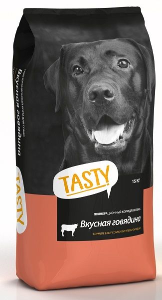 Tasty сухой корм для собак со вкусом говядины, 15кг