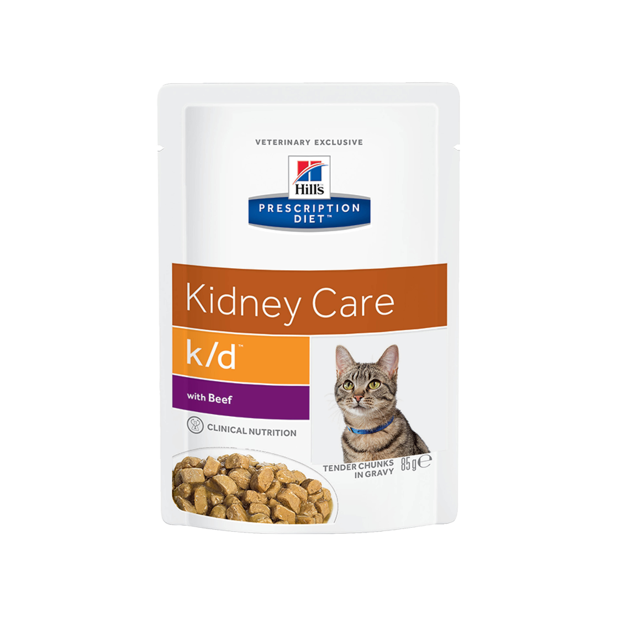 Влажный диетический корм для кошек Hill's Prescription Diet k/d Kidney Care при хронической болезни почек, с говядиной 0.085кг