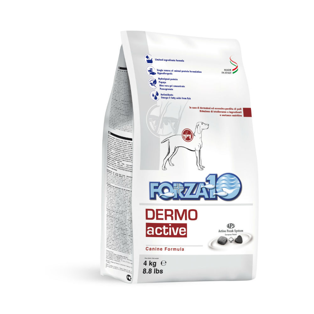 Сухой корм FORZA10 DOG DERMO ACTIVE для взрослых собак всех пород при заболеваниях кожи, 4кг