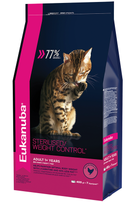 Сухой корм Eukanuba для стерилизованных кошек с избыточным весом, 1.5кг