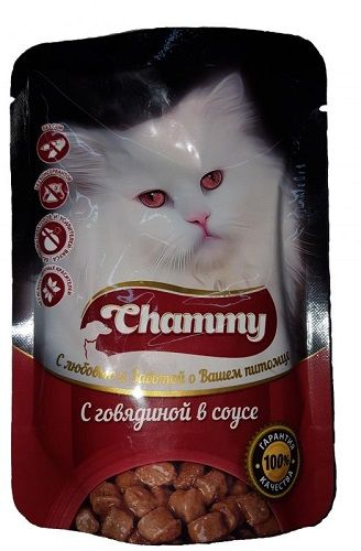 Chammy консерва для кошек 85 гр говядина в соусе