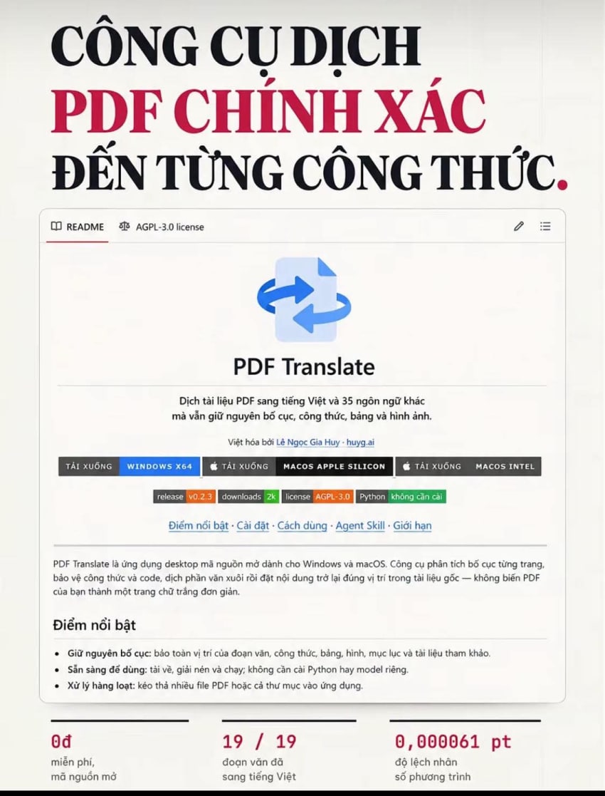 Công cụ dịch PDF chính xác từng công thức
