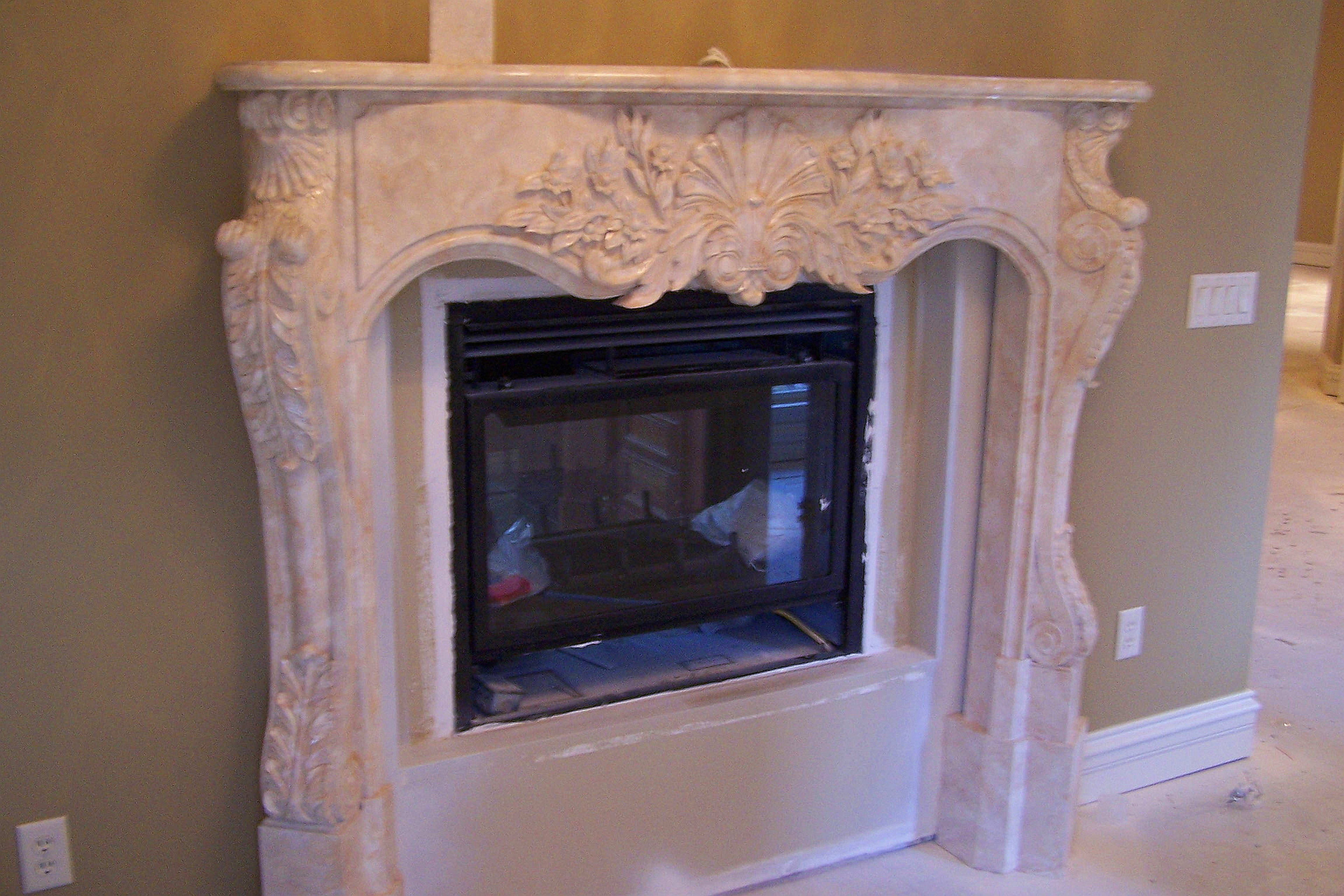Faux Fireplace Marbling