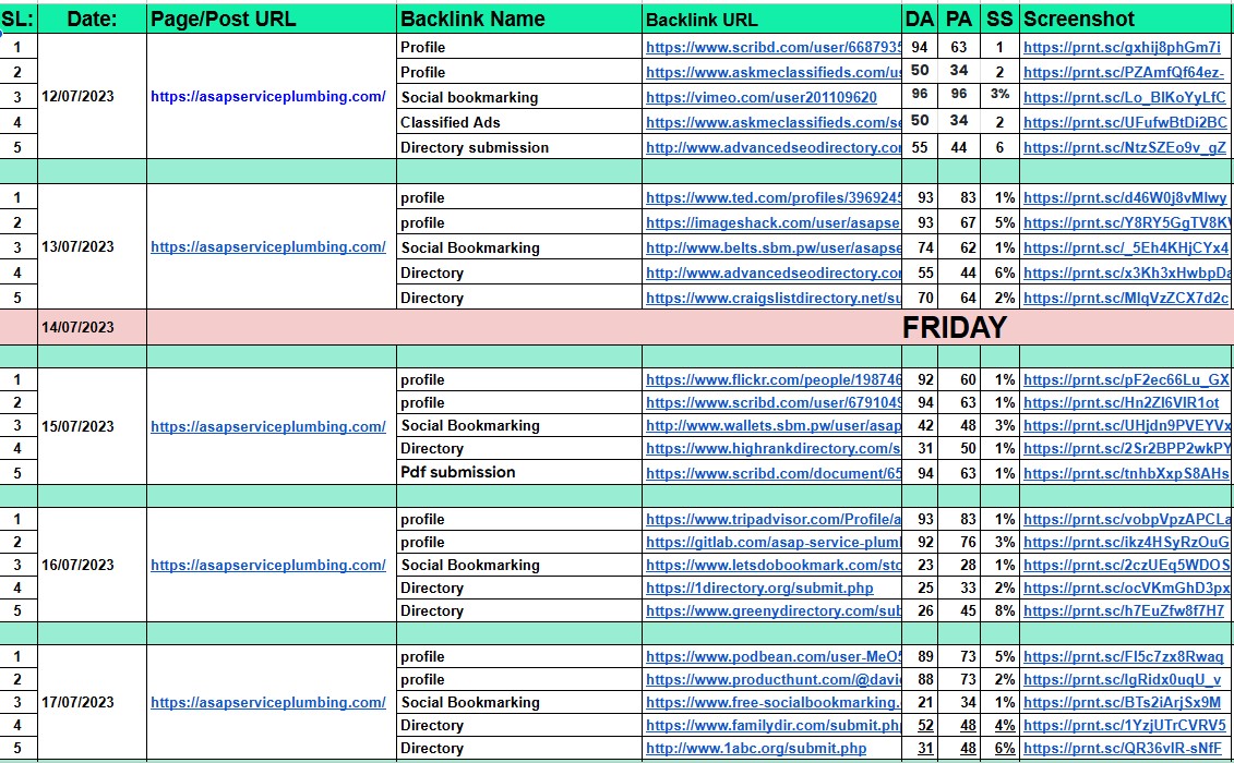 Backlink Work Report