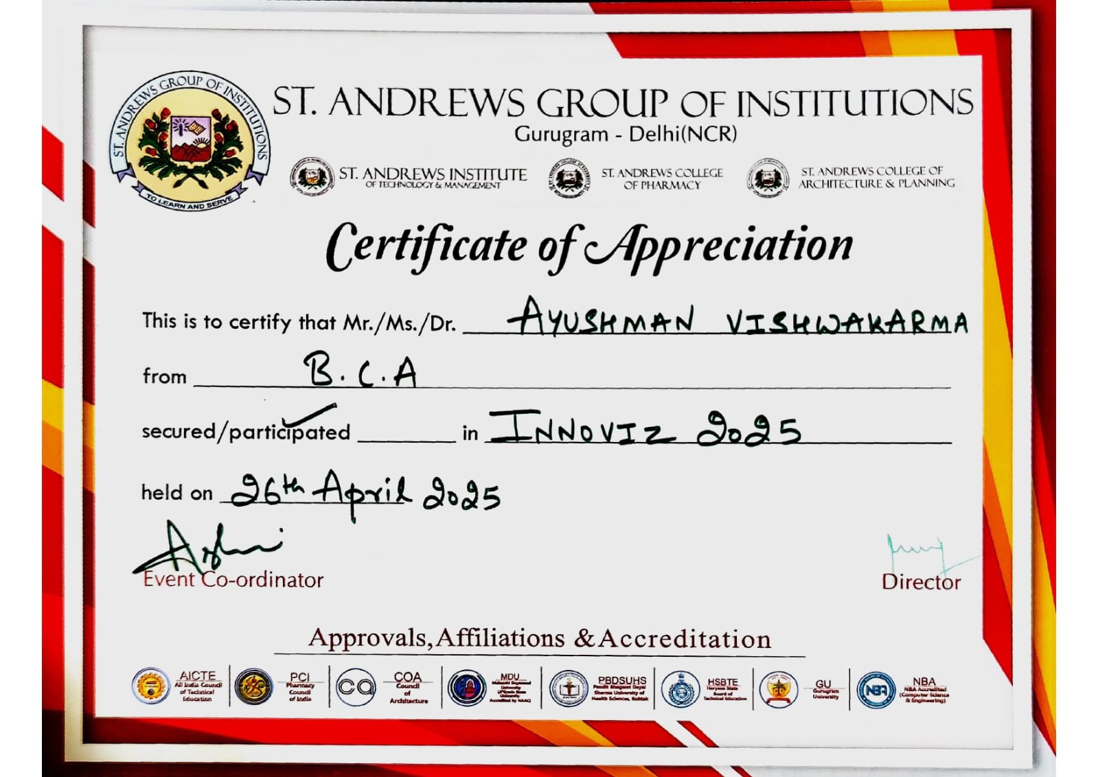 Certificate of Participation — Innoviz 2025 certificate
