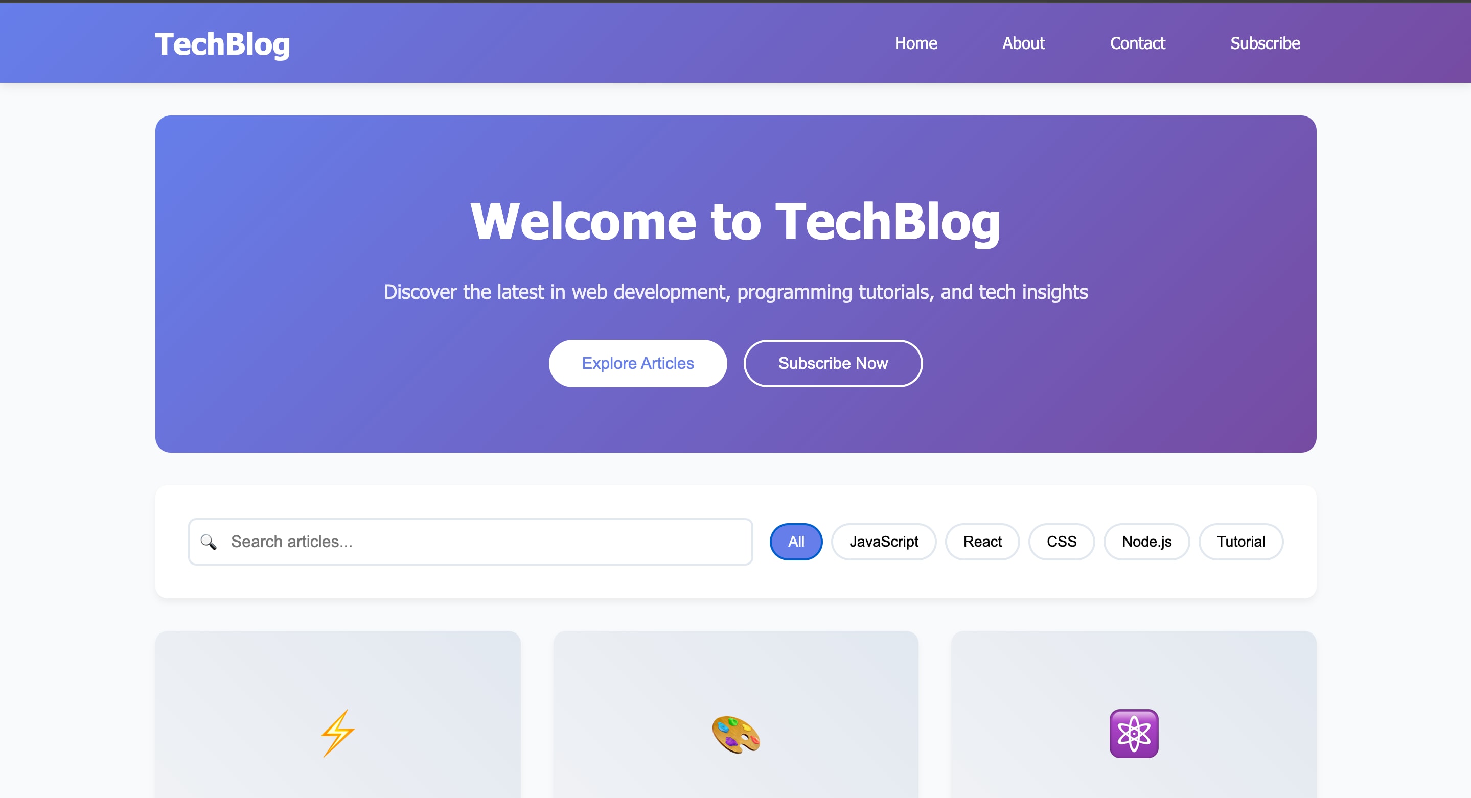 Blog UI project preview