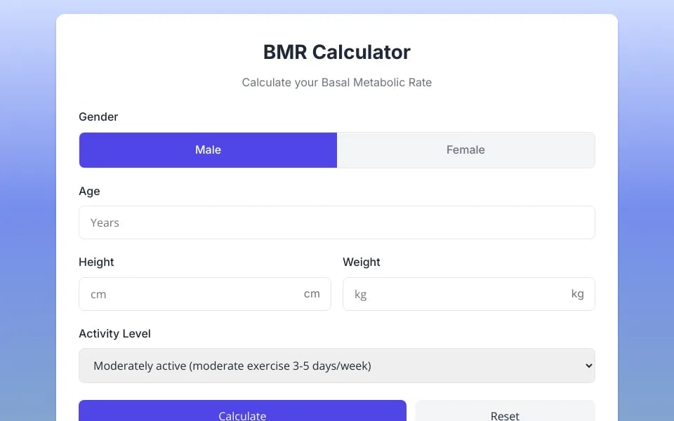 BMR Calculator project preview