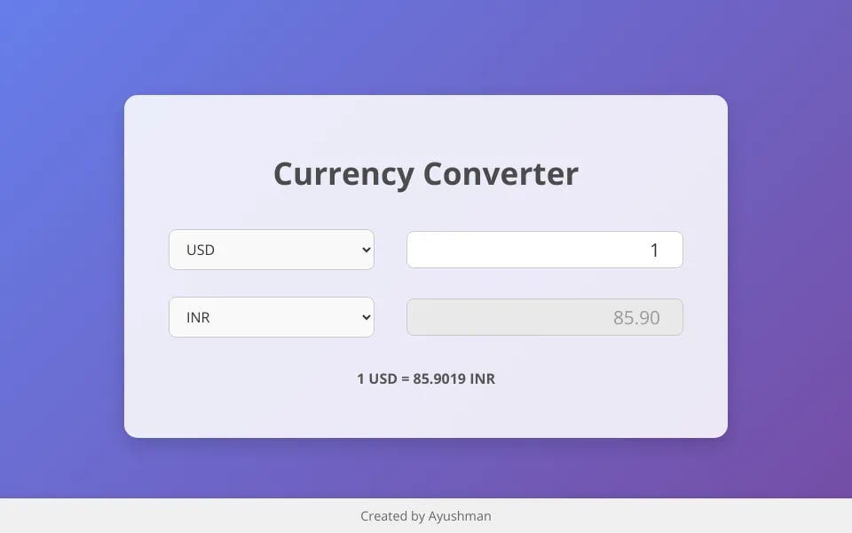 Currency Converter project preview