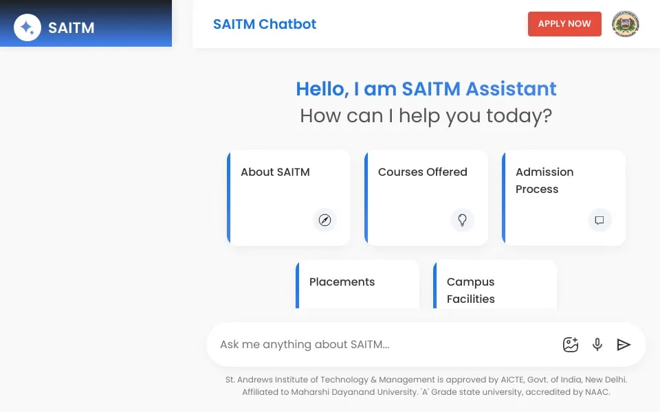 SAITM Chatbot project preview