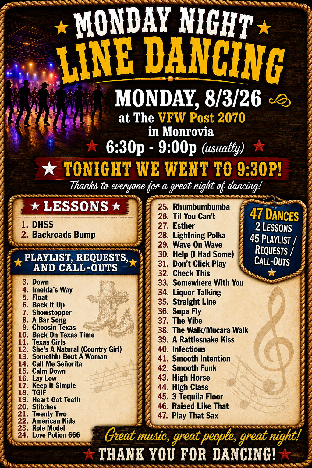 August 2026 Lessons and Playlist