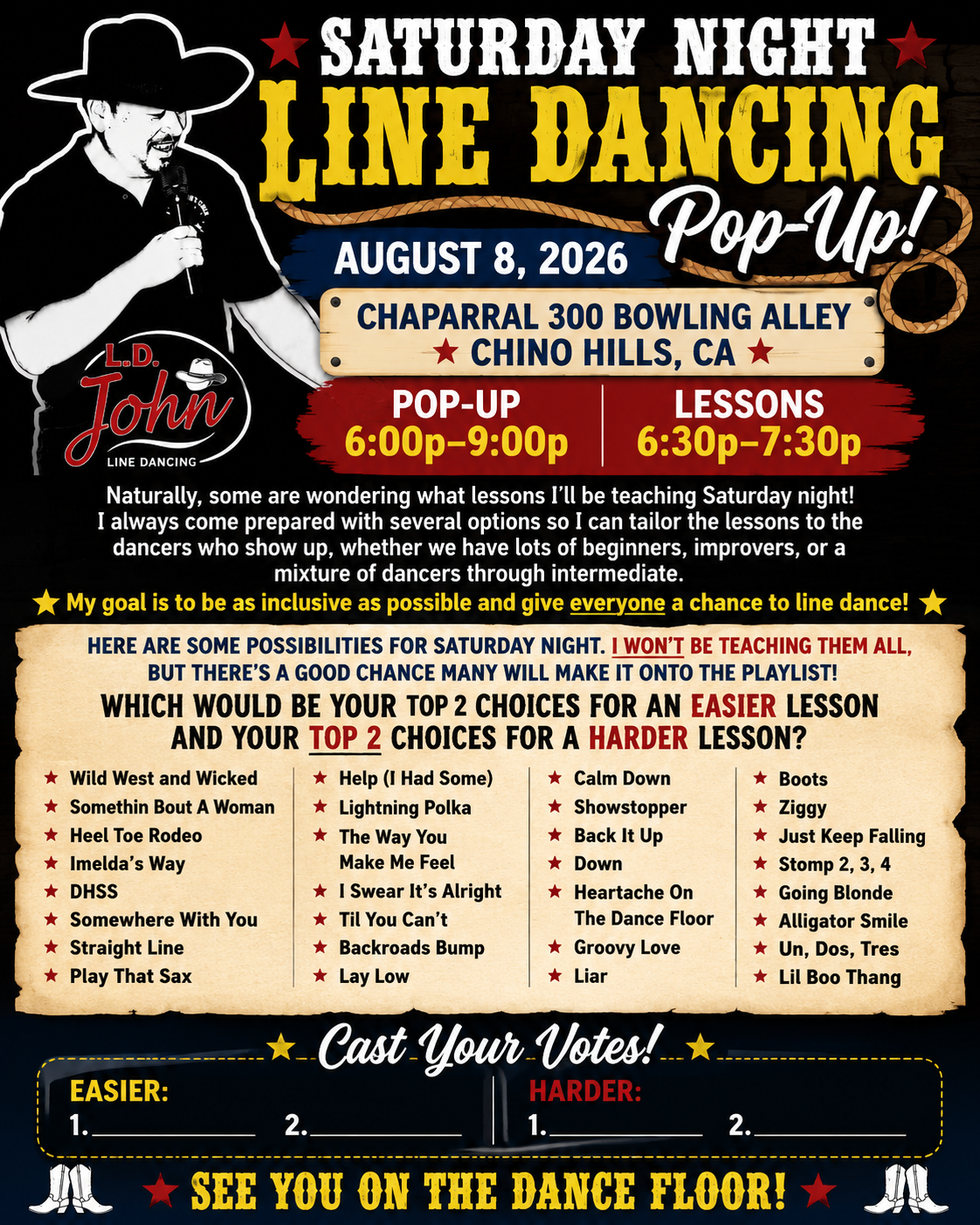 Line Dancing Pop-ups