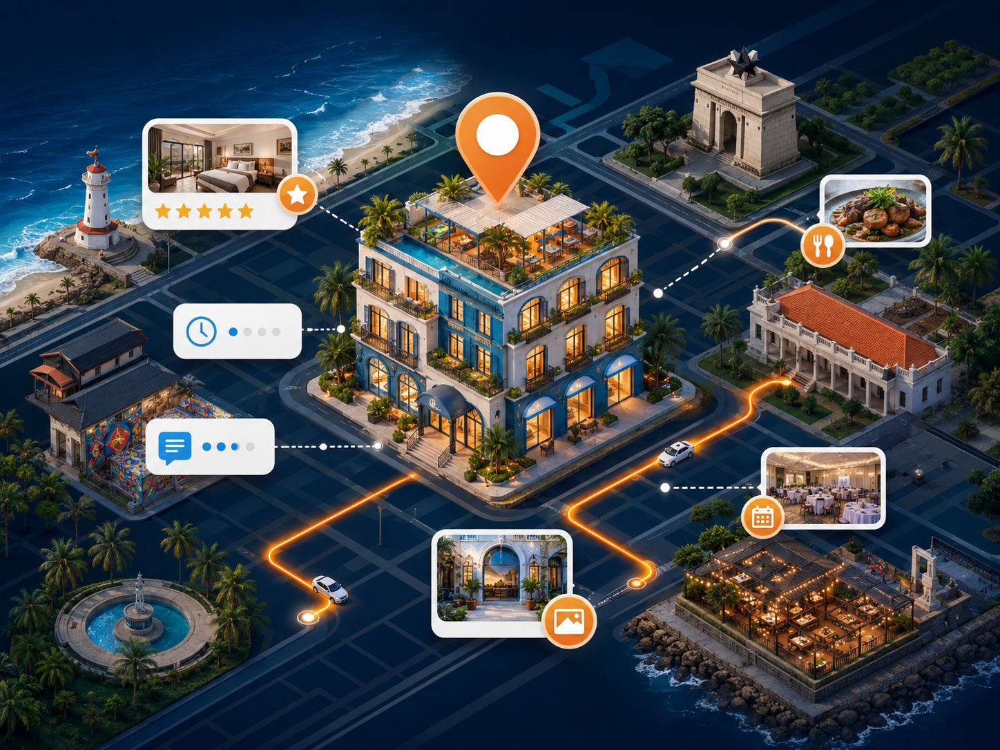 Hotel and hospitality Google, TripAdvisor, and directory presence with accurate details and review responses