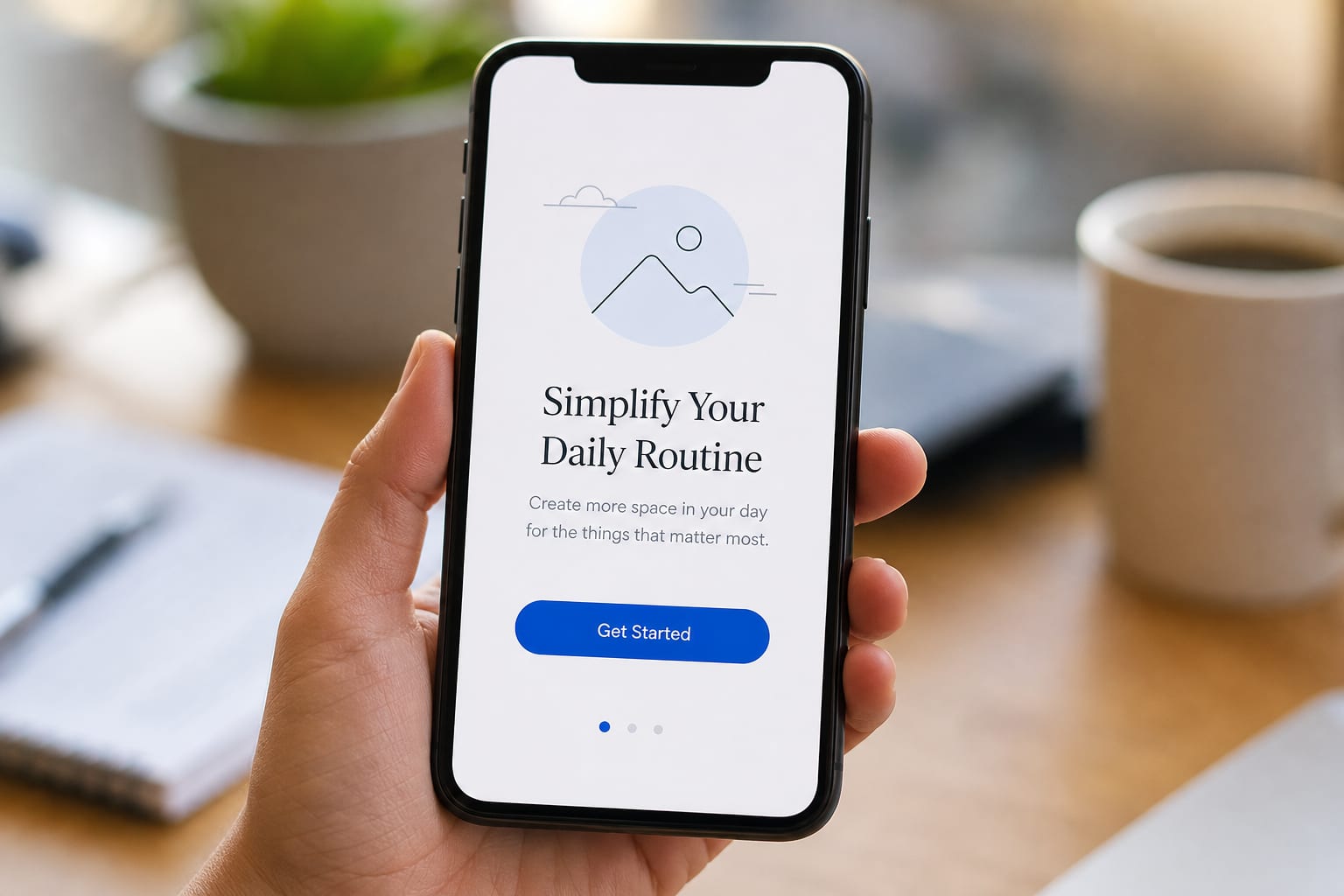 Phone showing a simplified webpage with one obvious action button