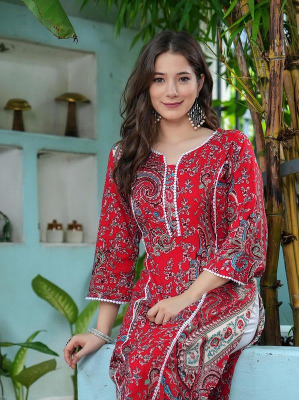 KJFAB Women Printed Straight Kurta