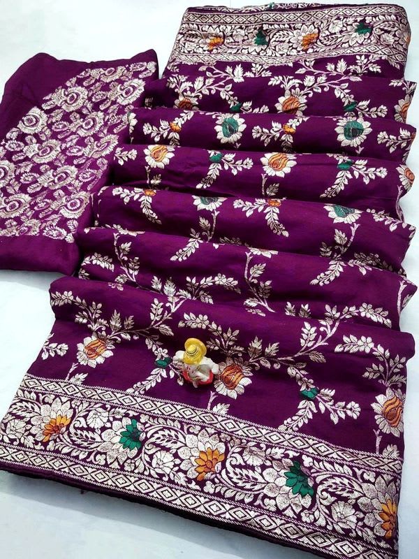 Omsaiarts Woven, Printed Banarasi Jacquard, Pure Silk Saree