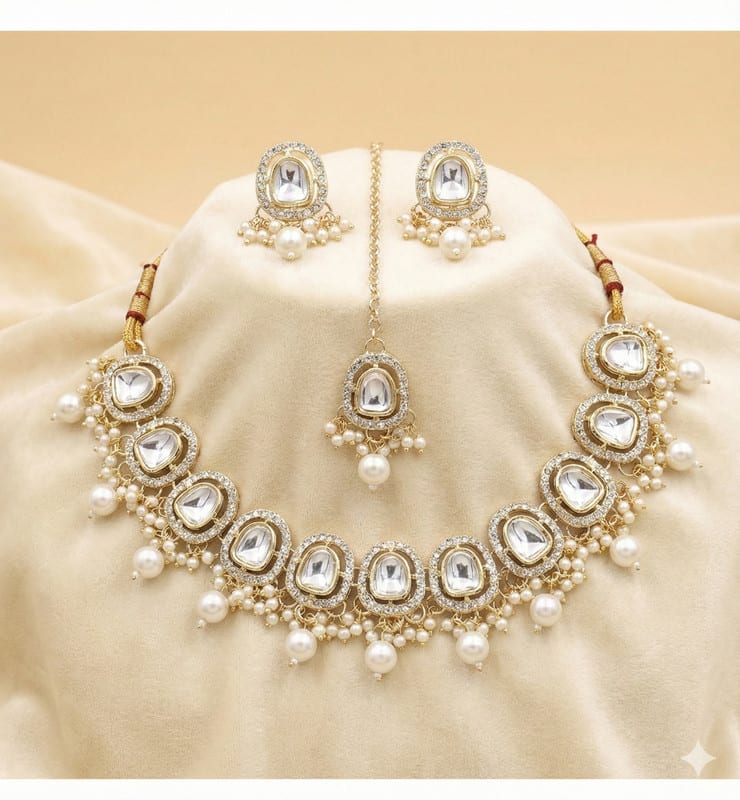 Akash Sales Alloy Gold-plated Blue Jewellery Set