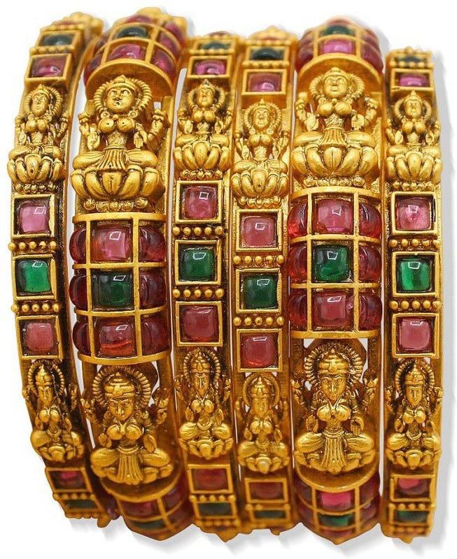 JANAVI Alloy Beads Gold-plated Bangle Set