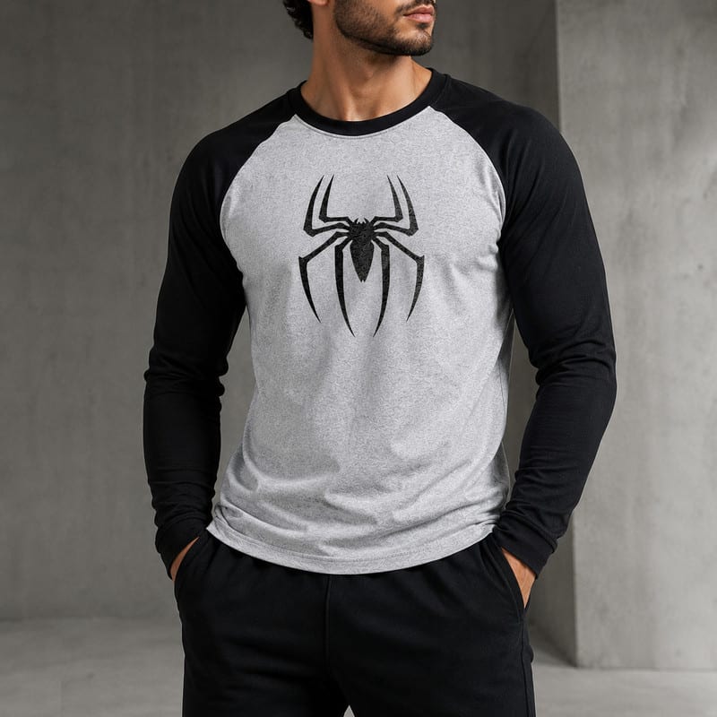 JUST START Graphic Print, Superhero, Colorblock Men Round Neck Grey, Black T-Shirt