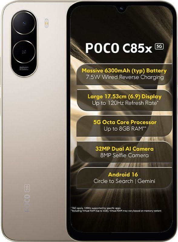 POCO C85x 5G (Sunset Gold, 128 GB)