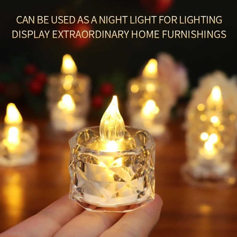 Ecohang Decorative Crystal LED Tealight Candle for Diwali Wedding Party Home Décor Plastic (Pack of 12) Table Diya Set