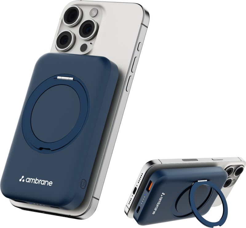 Ambrane 10000 mAh 22.5 W Wired & Wireless With MagSafe Compact Pocket Size Power Bank