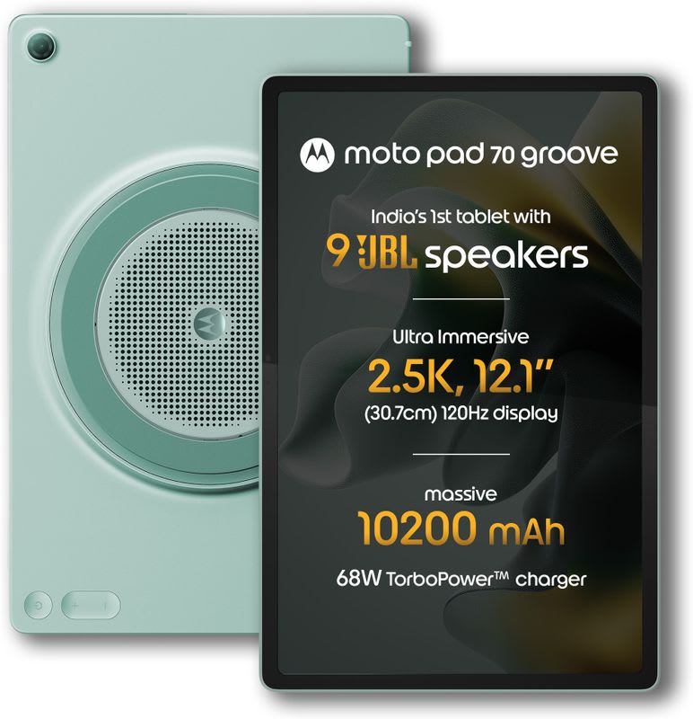 MOTOROLA pad 70 Groove 8 GB RAM 128 GB ROM 12.1 inch with Wi-Fi Only Gaming Tablet (PANTONE Blue Surf)