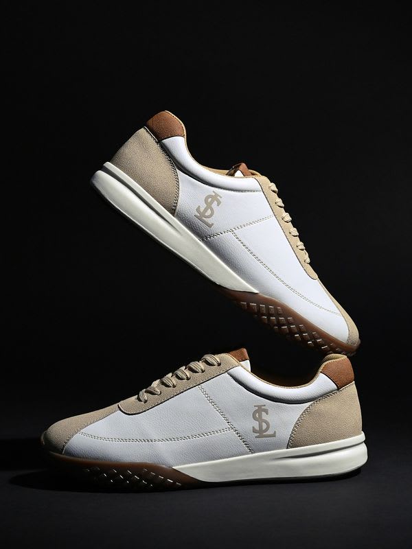LOUIS STITCH Men's White and Beige Sneaker, Casual Lightweight Lace-Up Sneakers, UK-7 Sneakers For Men