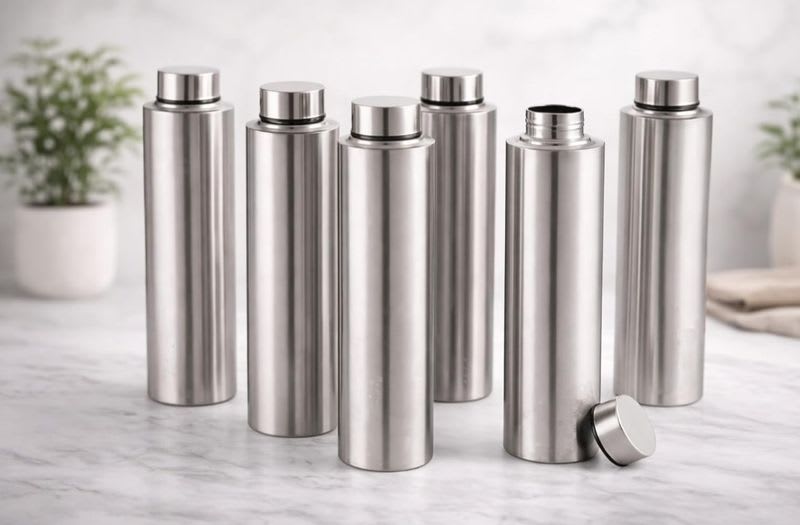 RAMESHENTERPRISES Water Bottle, Set Of 6, 1 liters Each 900 ml Steel Bottle
