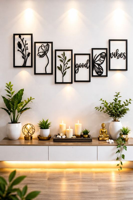 BerlinWall Wooden Wall Decor Hangings Living Room, Bedroom, Kitchen, Office AB1 Pack of 6