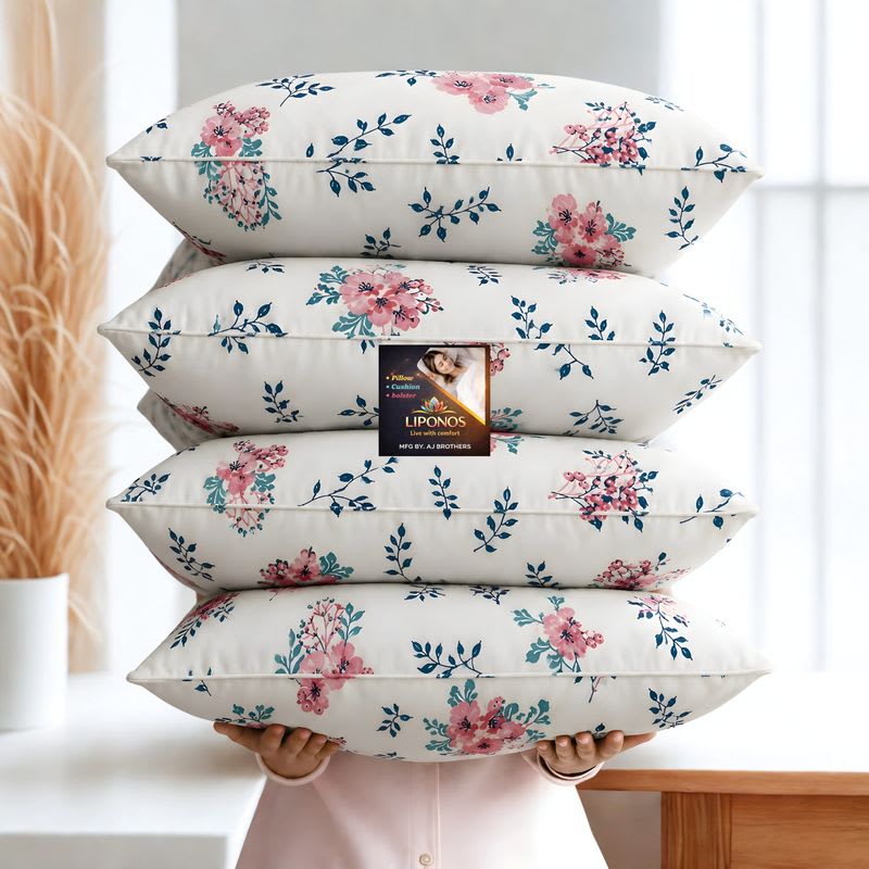 LIPONOS Cotton Sleeping Pillow Pack of 4 Abstract Premium Pillow Set