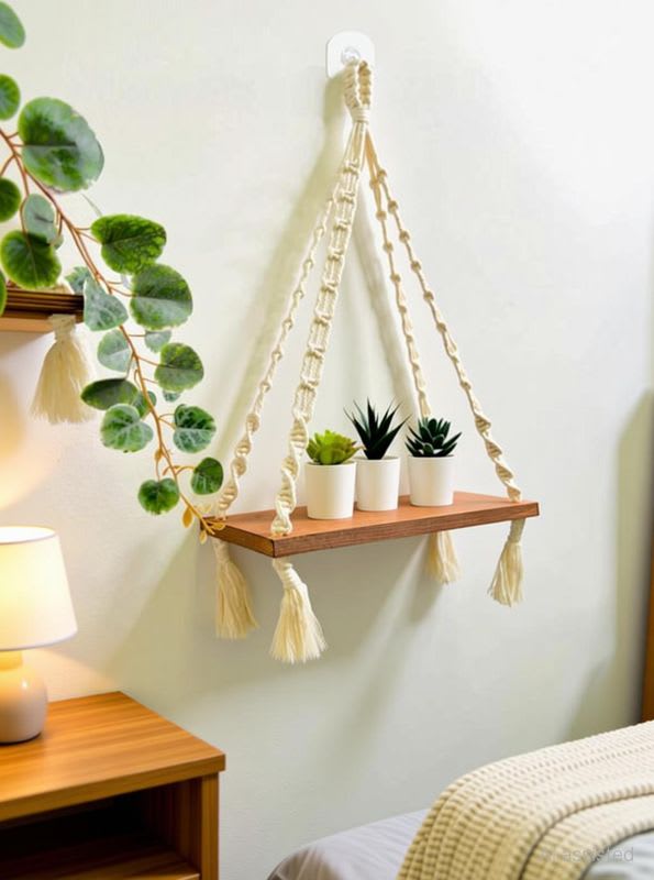 JPHandicraft Macrame Home Decor Shelf Made, Macrame Pot Planter Wall Hanging Tapestry