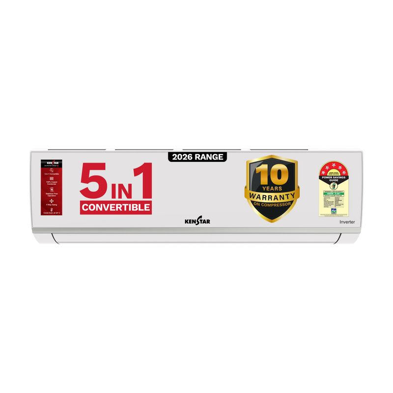 Kenstar 2026 Model 1.5 Ton 5 Star Split Inverter 5-in-1 Convertible with Rapid Cool Technology AC